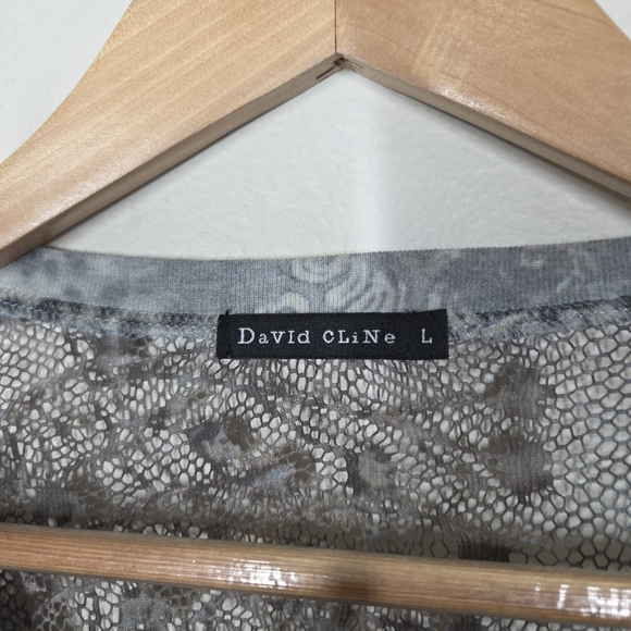 Vtg Y2K David Cline Mesh Fishnet Floral Burnout Embellished Top Grunge Fairy Lrg - Picture 6 of 9